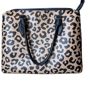 Kate Spade Leopard Print Satchel in Black and Tan